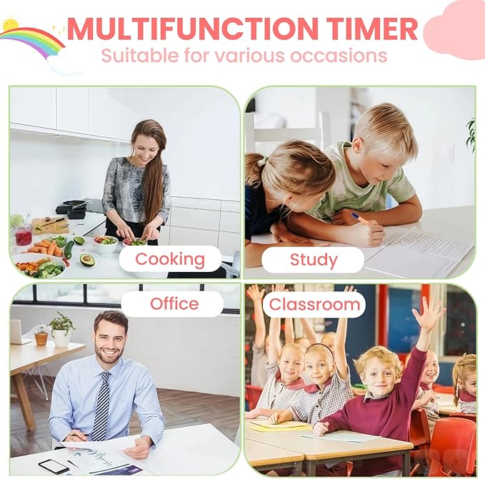 Cartoon Mechanical Kitchen Timer, 60 Minutes Countdown Timer, Mechanical Visual Timer for Kids - No Batteries Required, Kitchen Timer for Cooking, Home, Study and Classroom (Blue-D)