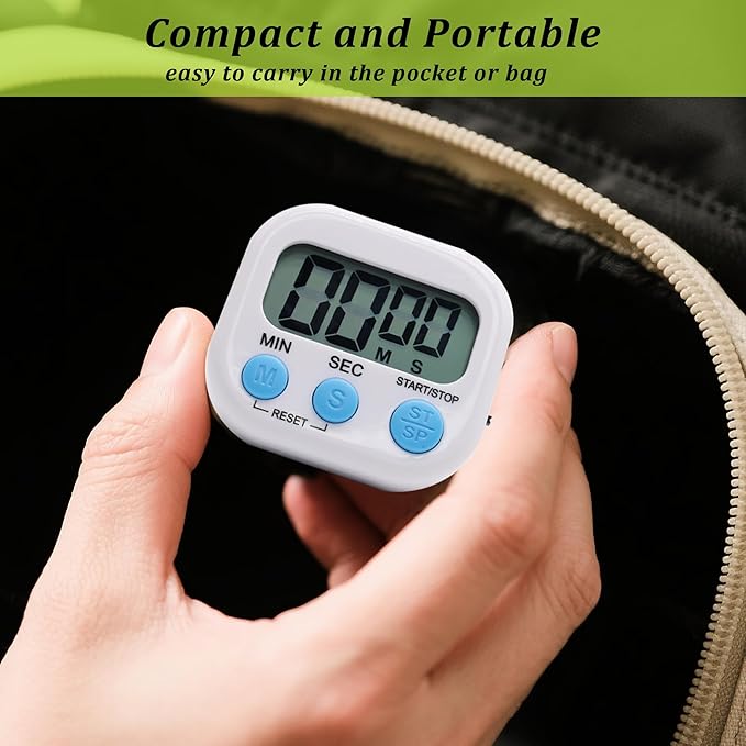 4 Pack Multi-Function Electronic Timer - Kitchen Timer,Magnetic Digital Timers,Big LCD Display, ON/Off Switch,Extensively Use in Cooking,Gym, Meeting, Classroom,Kitchen,Study,Work,Outdoor Activities