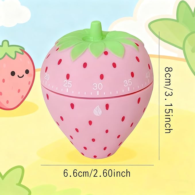 Cute Strawberry Shape 360 Degree Rotating Kitchen Cooking Timer Kitchen Craft Mechanical Wind Up 60 Minutes Timer