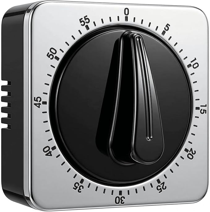 Searon Kitchen Timers for Cooking, Mechanical Wind Up Timer with Loud Ring, Magnetic Back, No Battery Needed, Stainless Steel Countdown Timer for Cooking and Baking