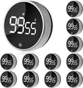 12 Pack Digital Kitchen Timer - Magnetic Kitchen Timer Visual timers Large LED Display Countup Timer 3 Volumes, 2 Brightness LevelsExtensively Use in Break Time, Cooking,Gym, Meeting, Classroom（Black）