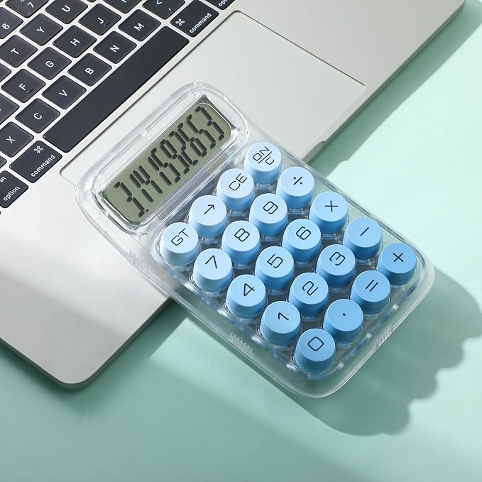Mr. Pen- Mechanical Switch Calculator, 10 Digits, Blue Calculator | Transparent Body, Large LCD Display, Big Buttons