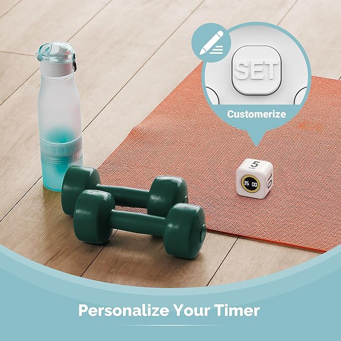 2 Pack - KADAMS Pomodoro Cube Timer Productivity Visual Timer - 5/10/25/50 Min Rotating Countdown (2, White)
