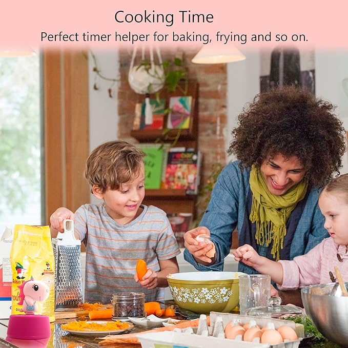 Timers, Classroom Timer for Kids, Kitchen Timer for Cooking, Desk Time Tracker, Small Mechanical Timer for Study, Workout, Shower, Baking Countdown (Pink Unicorn)