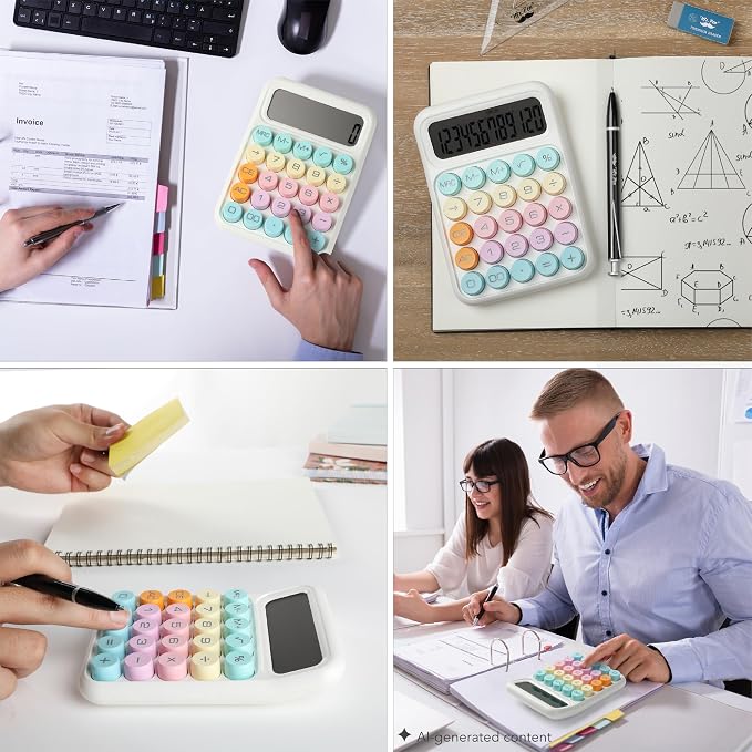 Mr. Pen- Mechanical Switch Calculator, 12 Digit Large LCD Display | Colorful with Big Buttons, Mechanical Switch Calculator for Home, School, Office