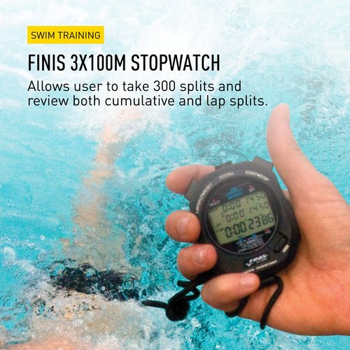 FINIS Waterproof Stopwatch for Swim Training - 300 Split Memory - Stroke Rate Mode - Easy-Read Display - Black