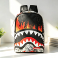 Sprayground Fire Money Shark Backpack Flame Dollar Print Waterproof Laptop School Travel Bag