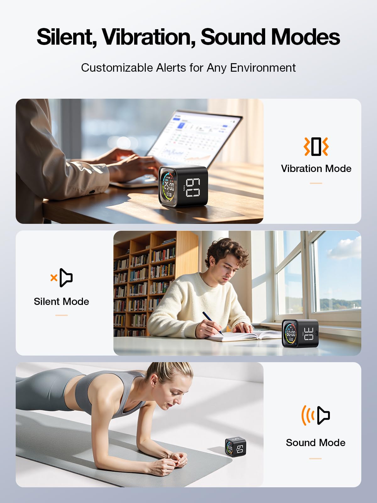 Pomodoro Timer Cube – Smart Focus Timer with Presets, Custom Countdown & Silent Vibration Alerts for Productivity