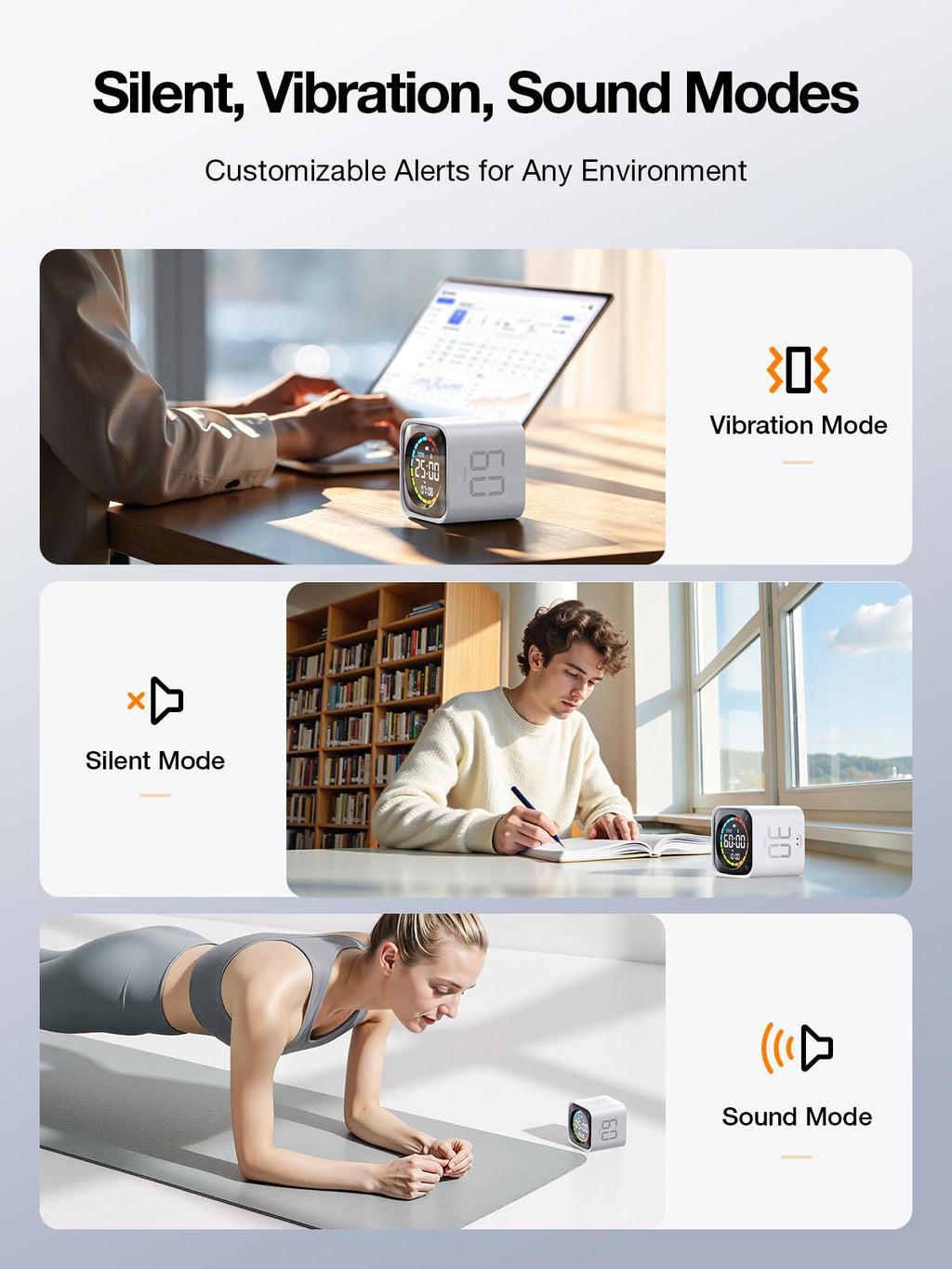 Pomodoro Timer Cube – Smart Focus Timer with Presets, Custom Countdown & Silent Vibration Alerts for Productivity