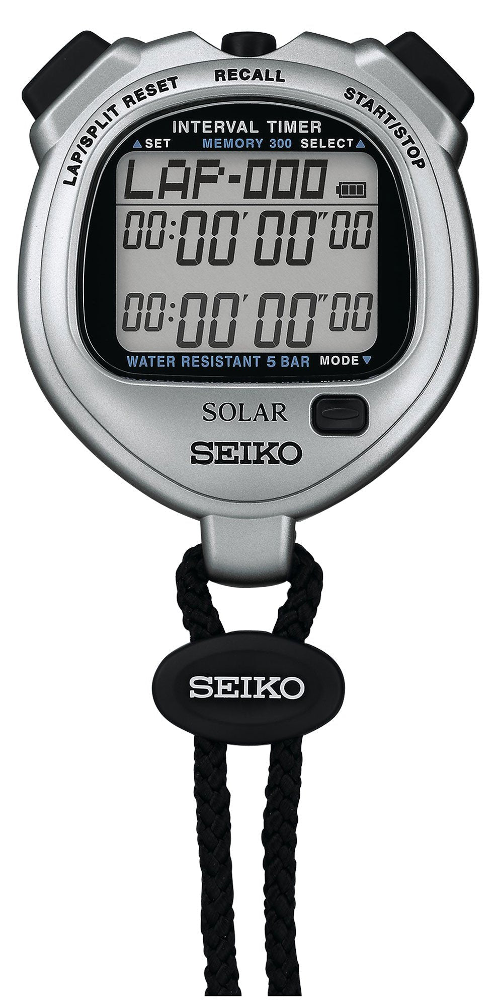 Seiko 太阳能间隔计时器 运动秒表 SVAJ101 银色轻薄无需换电池